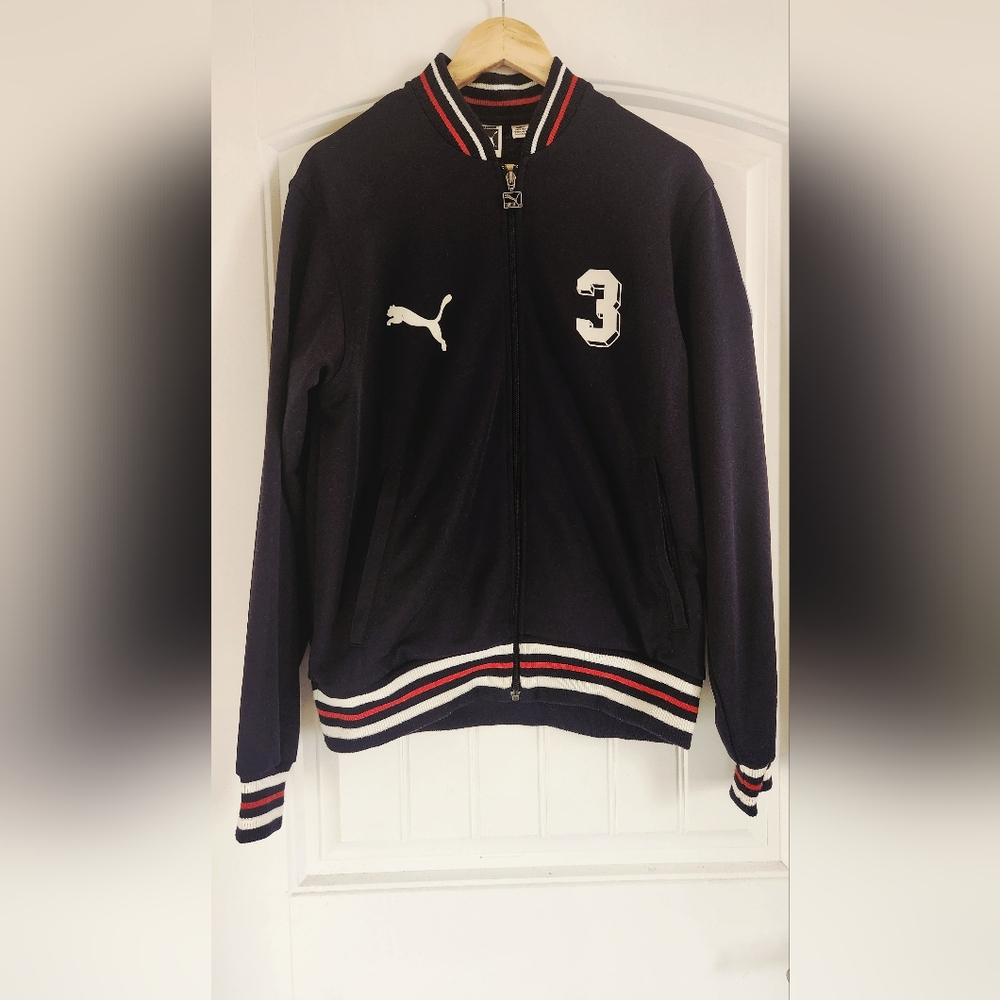 Puma Vintage Navy Jacket with Red and White Stripes